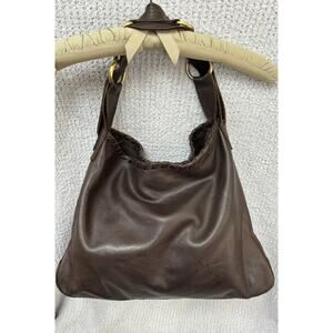 Carla Mancini Brown Leather Hobo Shoulder Bag Purse #69323